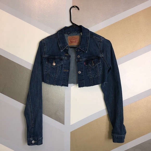 Cute Distressed Crop Statement Denim Jacket - Picture 1 of 6
